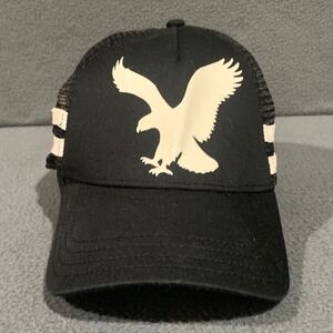 American Eagle Outfitters Mens Black Big Eagle Logo Trucker Hat Cap RARE
